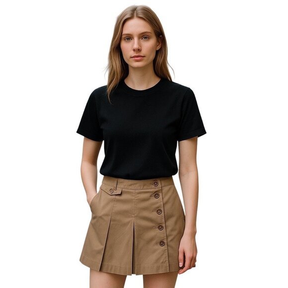 Yedeung Khaki Pleated Golf Skorts Beige Size S Vintage Countryside Chic Preppy - Picture 1 of 13